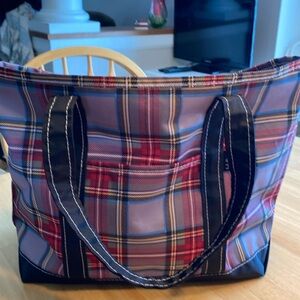 LlBean plaid light weight waterproof tote